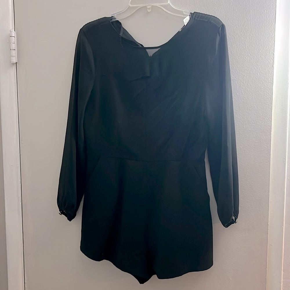 Forever 21 black romper with Sheer sleeves size M